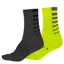 Endura Coolmax Twin Pack Stripe Socks Hi-Viz Yellow/Black