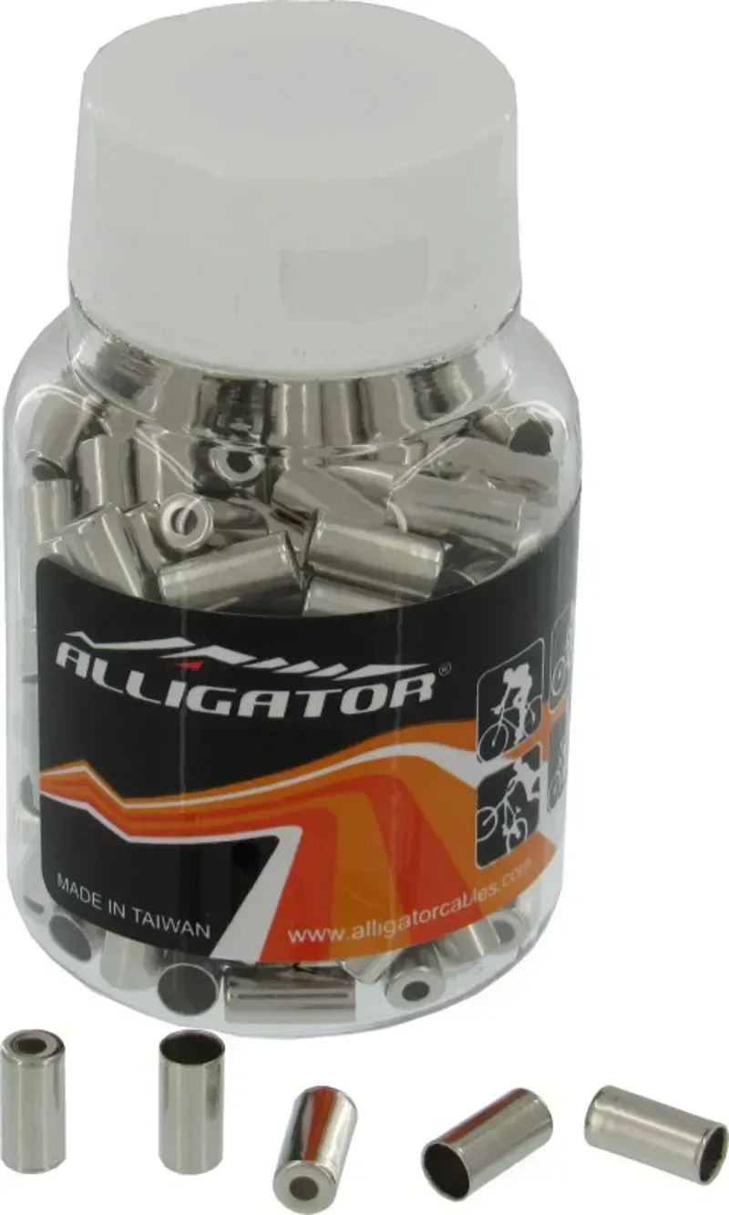 Alligator 5mm Brass Push-Fit Brake Ferrule 200-bottle in Silver