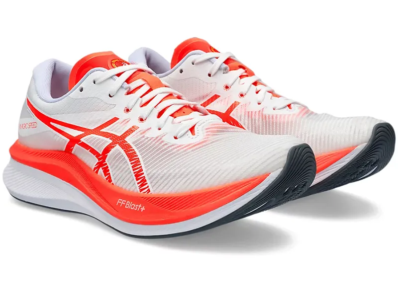 Asics Men's Magic Speed 3 Running Shoes White/Sunrise Red-2