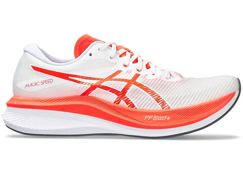 Asics Men's Magic Speed 3 Running Shoes White/Sunrise Red