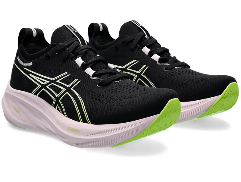 Asics Women's GEL-Nimbus 26 Running Shoes Black/Neon Lime-3