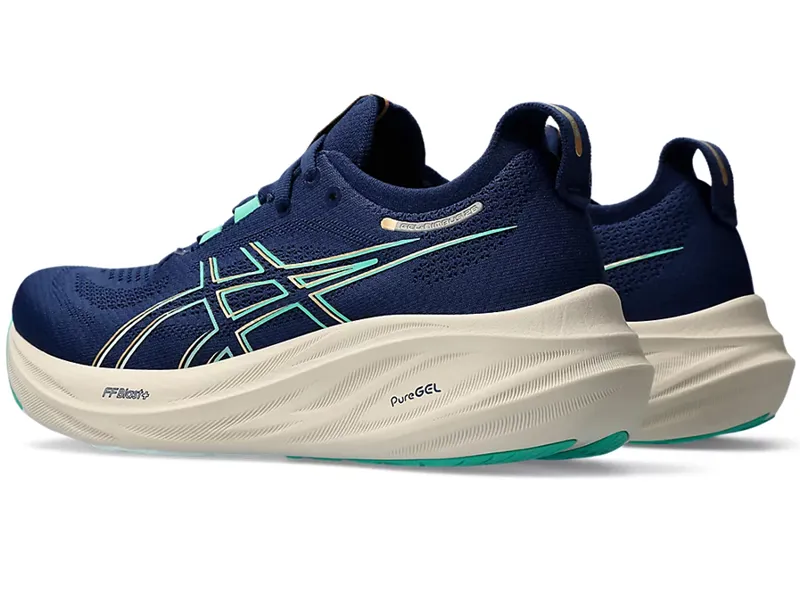 Asics Women's GEL-Nimbus 26 Running Shoes Blue Expanse/Aurora Green-3