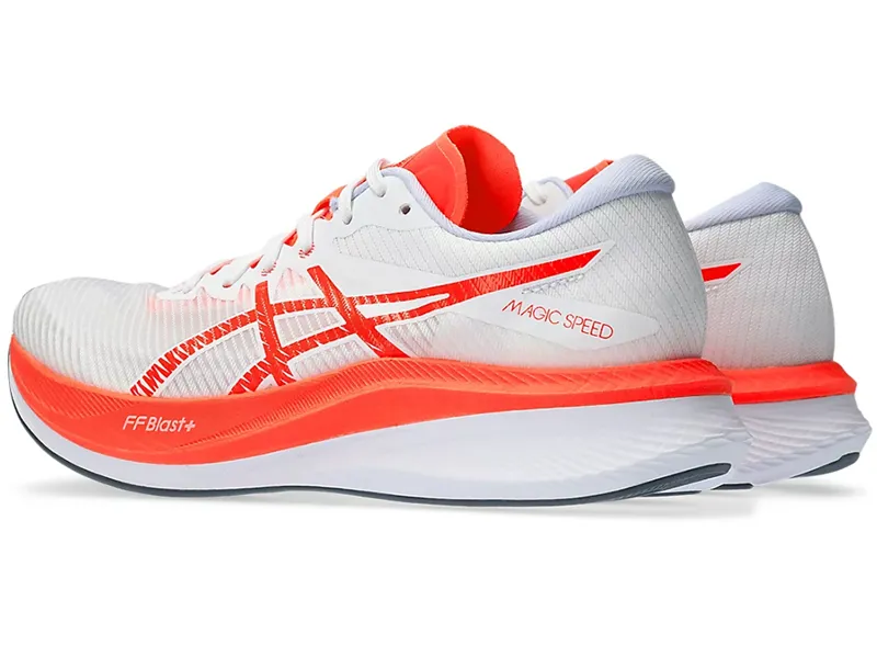 Asics Women's Magic Speed 3 Running Shoes White/Sunrise Red-3
