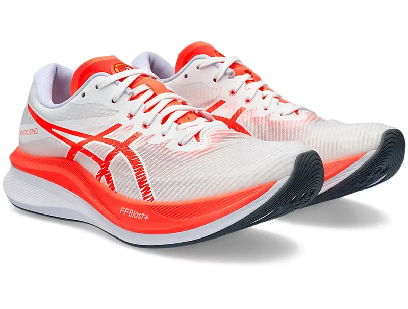 Asics Women's Magic Speed 3 Running Shoes White/Sunrise Red-2