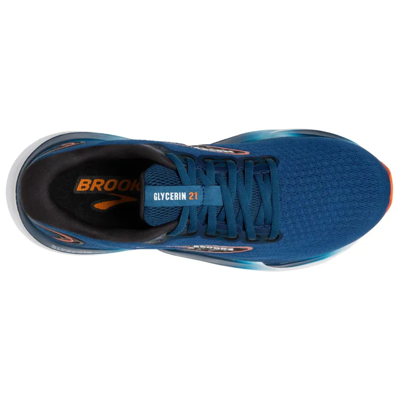 Brooks Men's Glycerin 21 Running Shoes Blue Opal/Black/Nasturtium-4