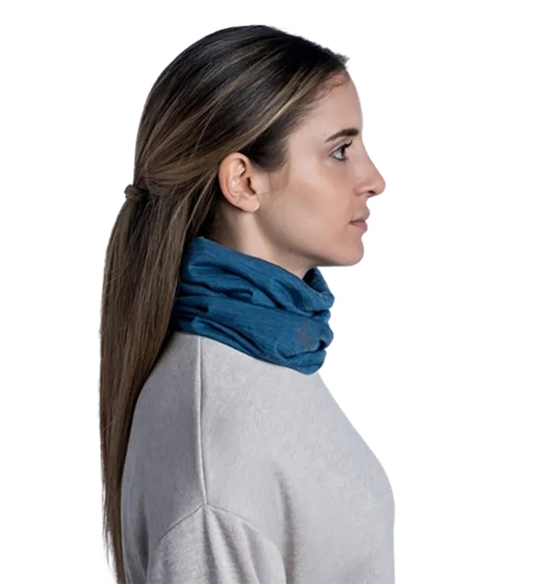 Buff Merino Lightweight Neckwear Solid Dusty Blue-3