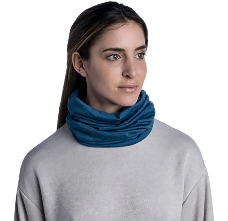 Buff Merino Lightweight Neckwear Solid Dusty Blue-2