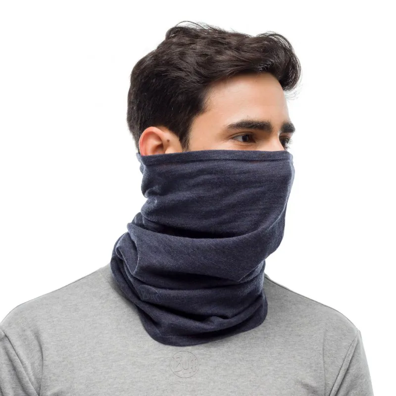 Buff Merino Midweight Neckwear Melange Night Blue-3