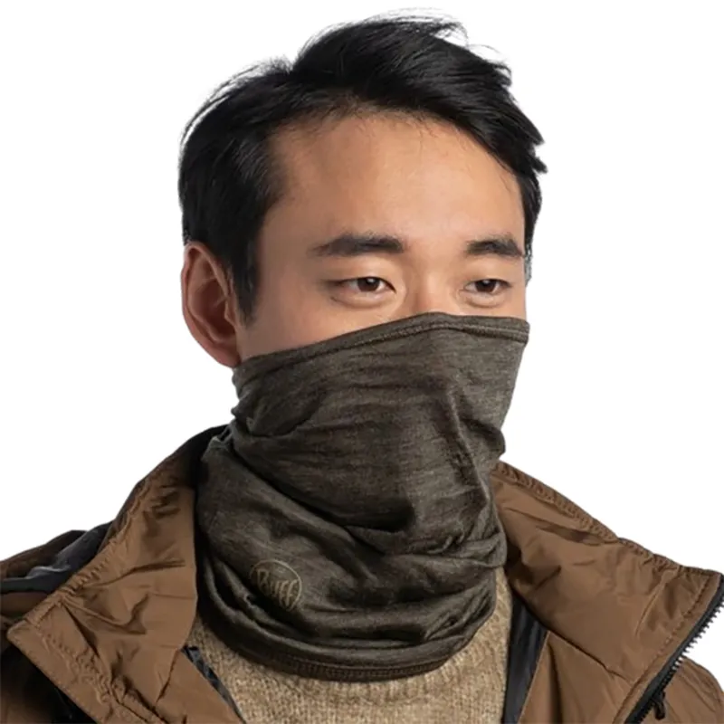 Buff Merino Midweight Neckwear Solid Bark-4