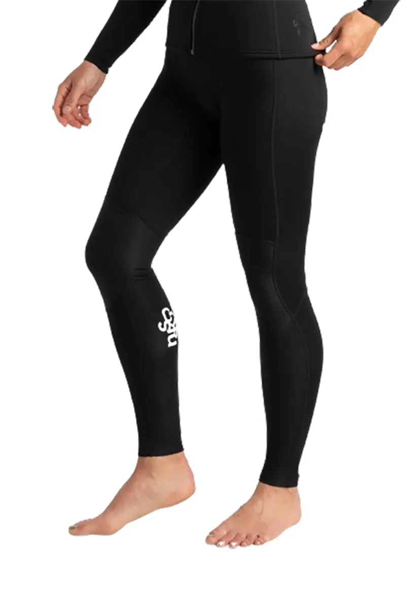 C-Skins Women's Solace 1.5mm Flatlock Leggings Black/Black White-2