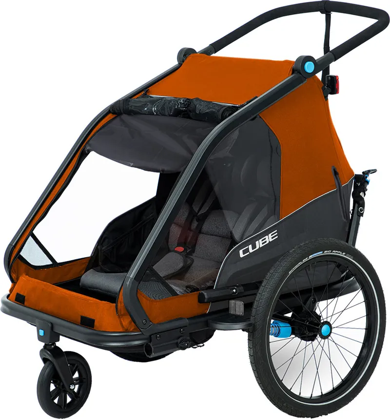 Cube Kids Trailer Double CMPT X Actionteam Grey/Orange