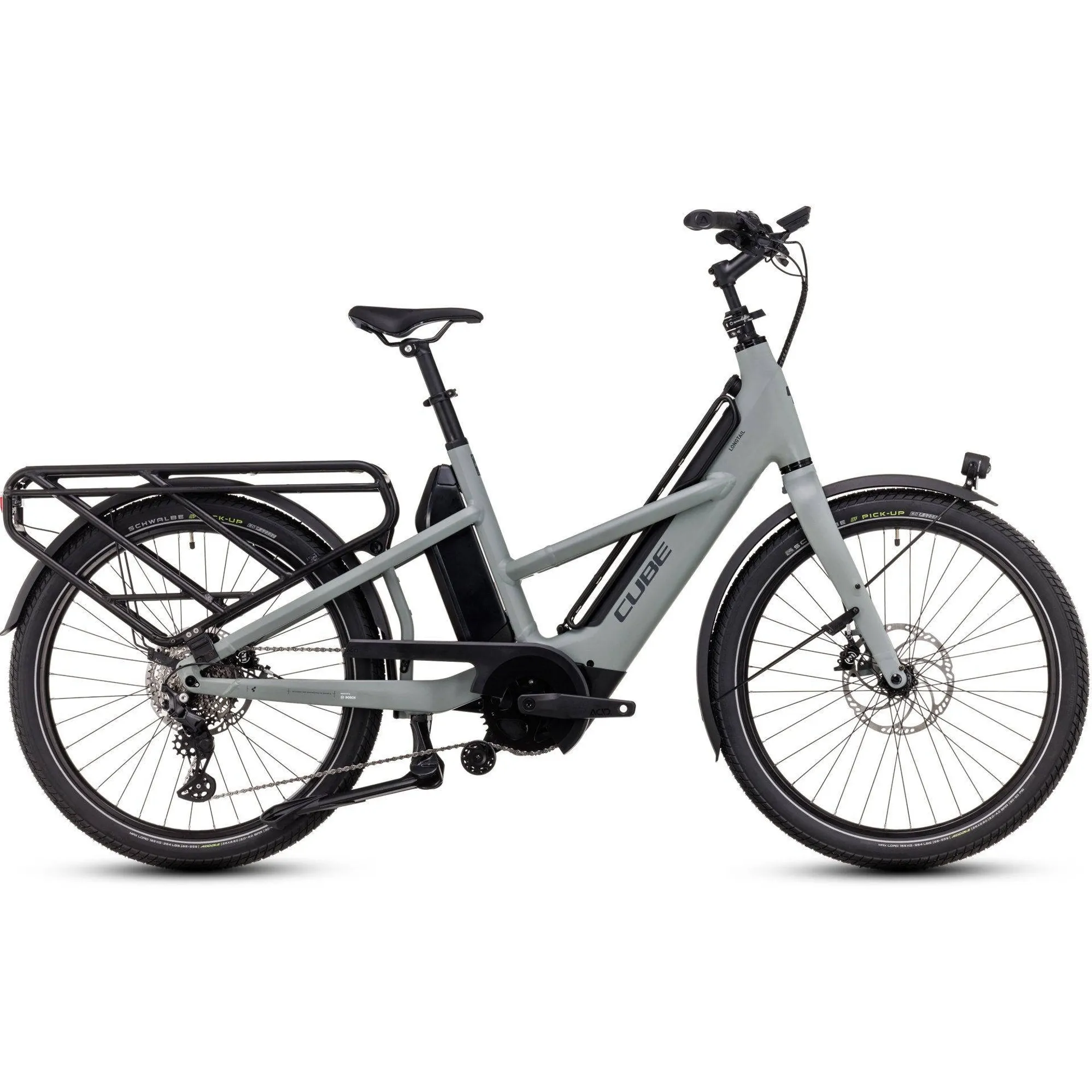 Cube Longtail Sport Hybrid 725 Cargo eBike in Swamp Grey/Reflex