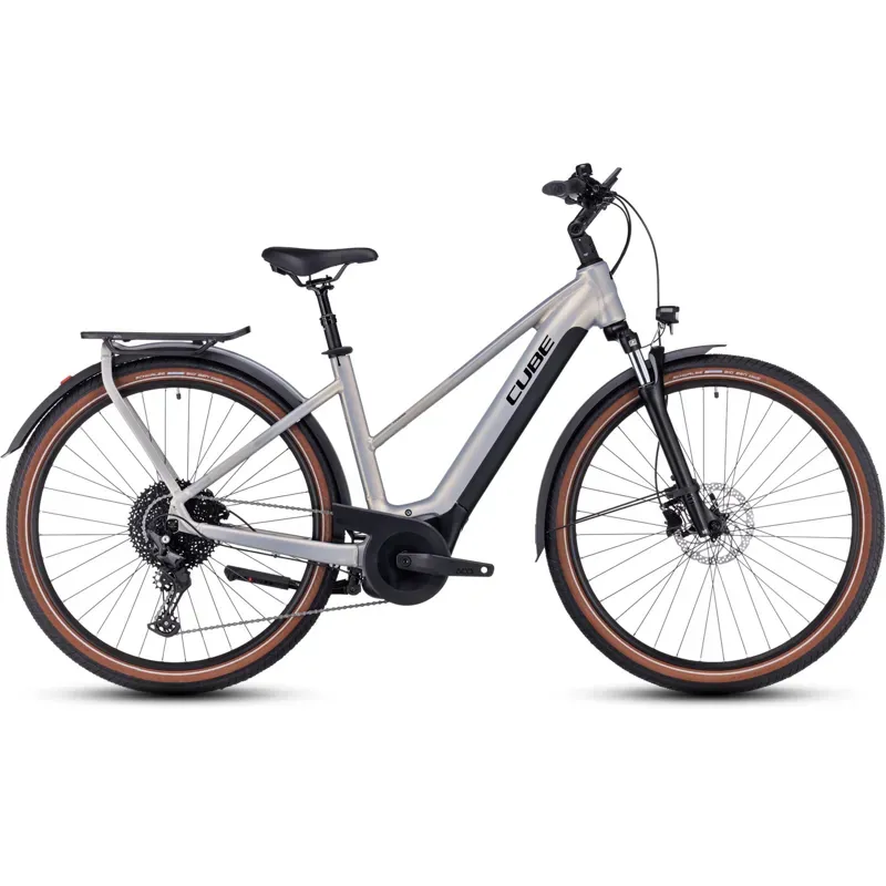 Cube Touring Hybrid Pro 625 Trekking Electric Bike in Pearly Silver-1