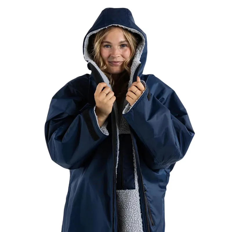 Dryrobe Advance Long Sleeve Changing Robe V3 XL Cobalt Navy Blue/Grey-2
