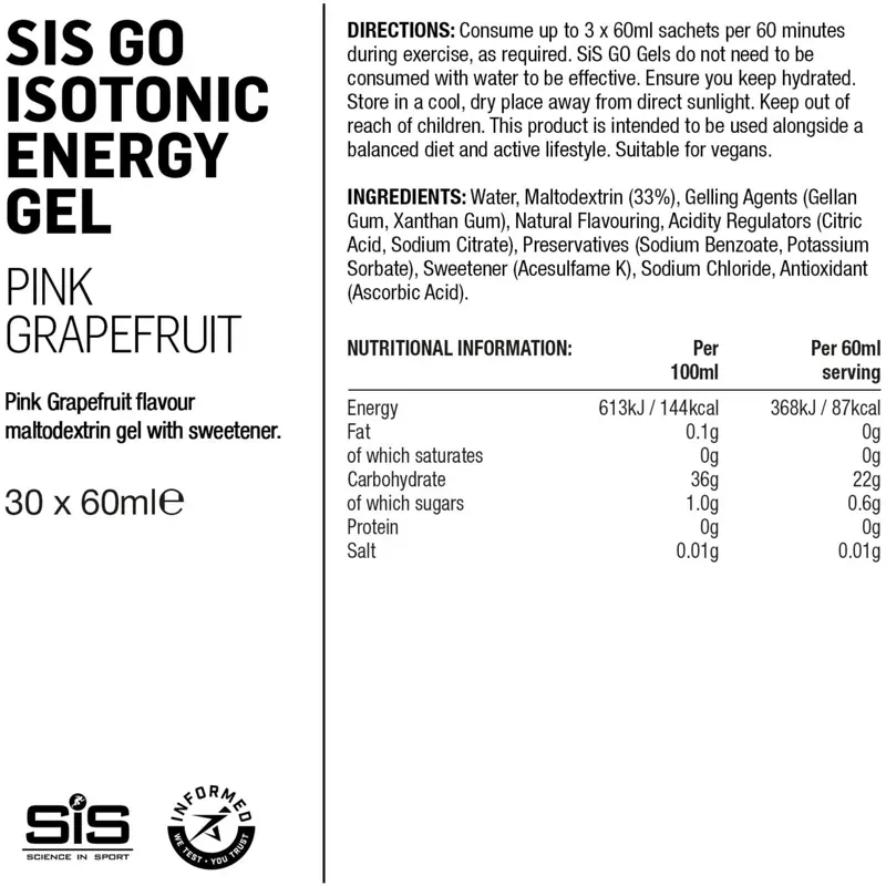 Science In Sport GO Isotonic Energy Gel 60ml Pink Grapefruit-3