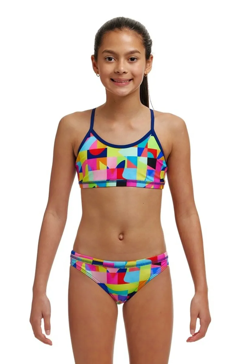 Funkita Girls Racerback Two Piece On The Grid-1