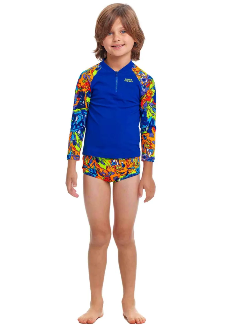 Funky Trunks Toddler Boys Zippy Rash Vest Mixed Mess-5