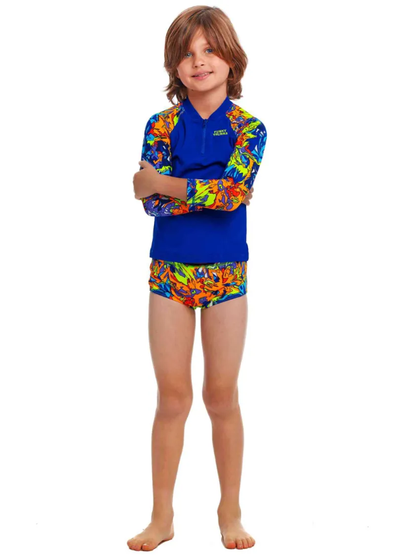 Funky Trunks Toddler Boys Zippy Rash Vest Mixed Mess-4