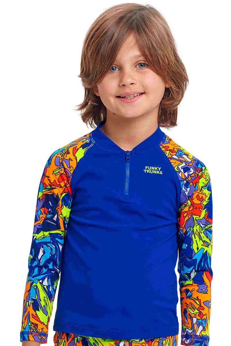Funky Trunks Toddler Boys Zippy Rash Vest Mixed Mess-1