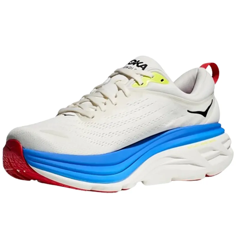 Hoka One One Men's Bondi 8 Running Shoes Blanc De Blanc/Virtual Blue-3