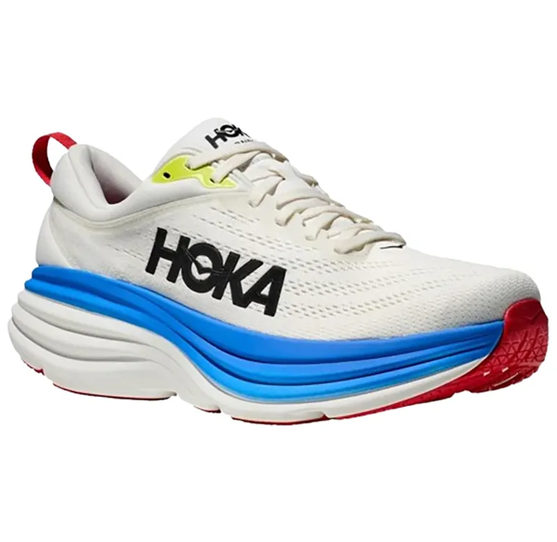 Hoka One One Men's Bondi 8 Running Shoes Blanc De Blanc/Virtual Blue-2