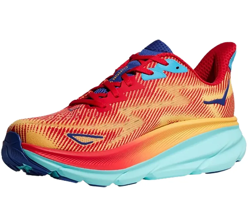 Hoka One One Men's Clifton 9 WIDE Cerise/Cloudless-3