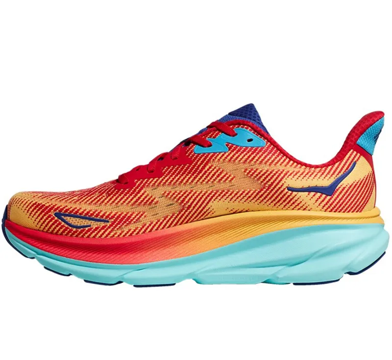 Hoka One One Men's Clifton 9 WIDE Cerise/Cloudless-1