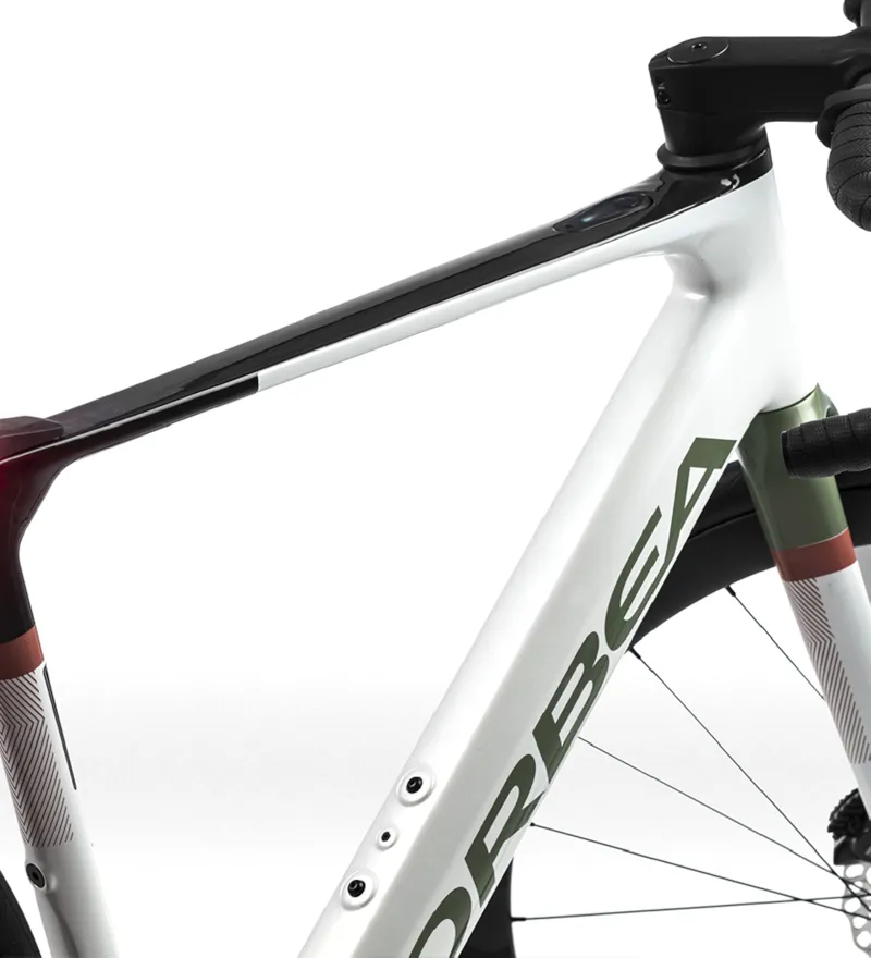 Orbea Gain M30 Electric Road Bike in White Chic/Green Artichoke-1