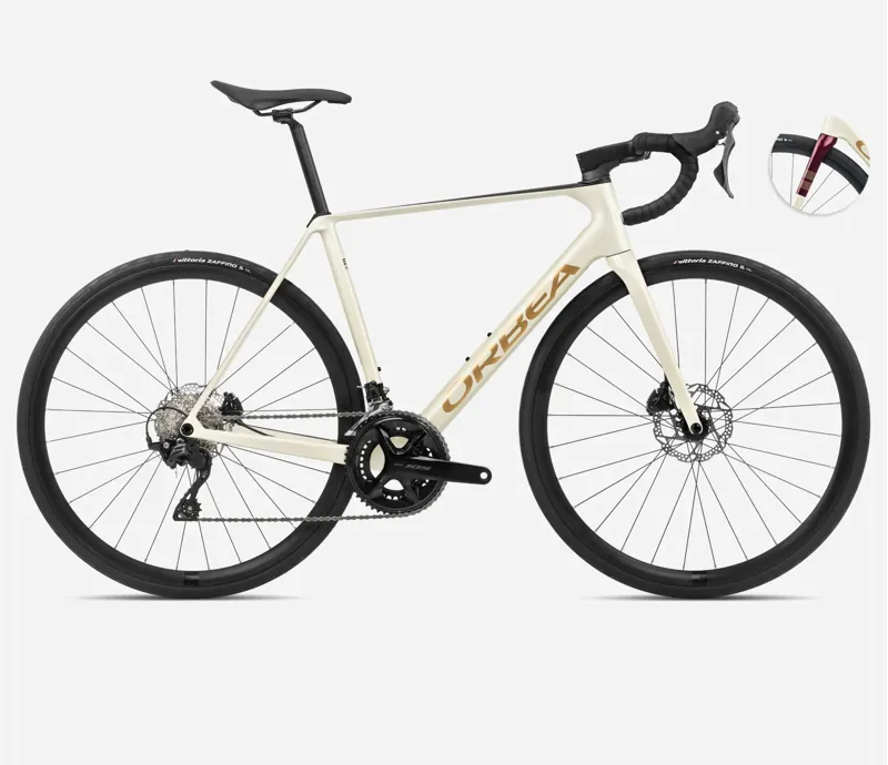 Orbea Orca M30 Road Bike In Ivory White-Burgundy/Vulcano