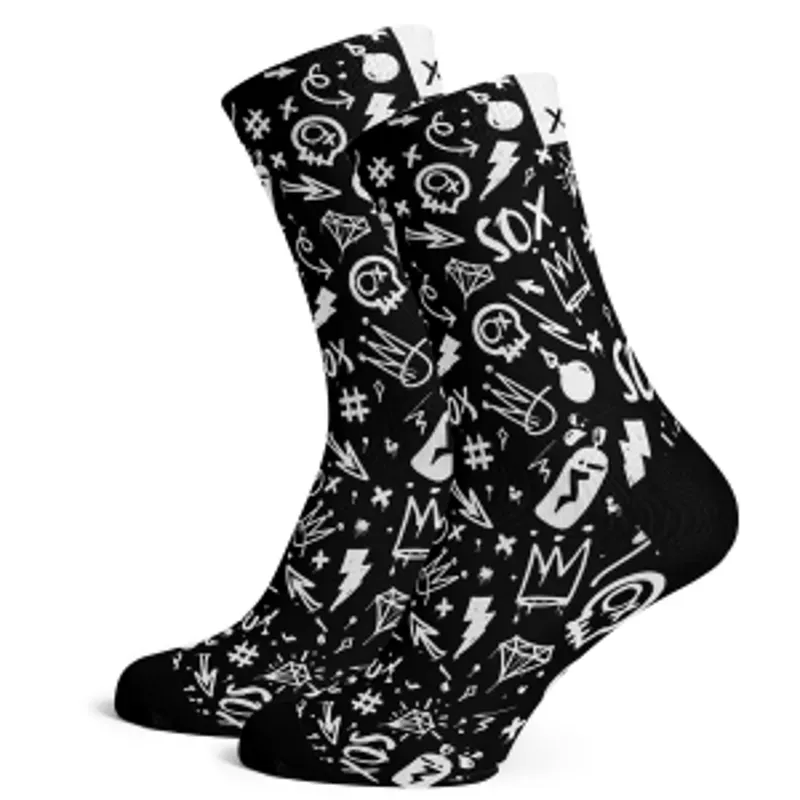 Crew Length Socks Doodle Black
