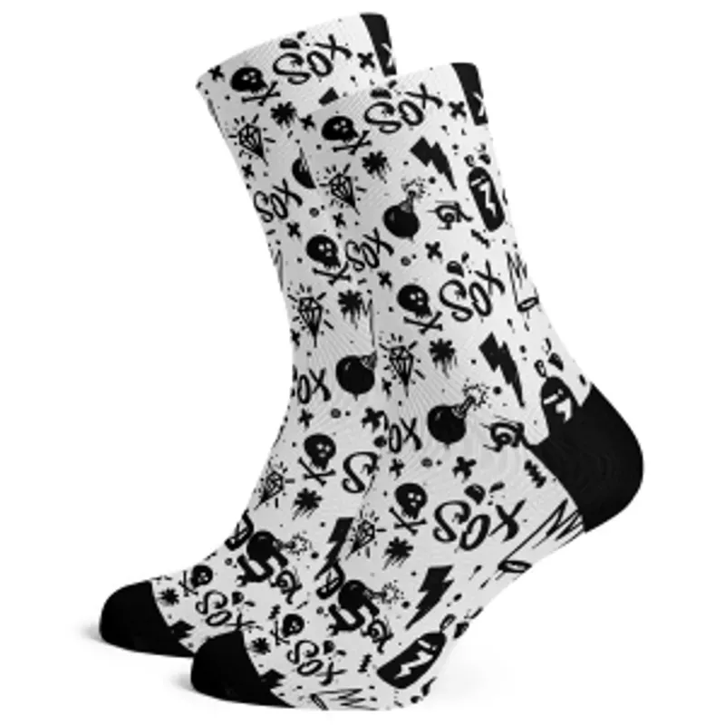 Crew Length Socks Doodle White