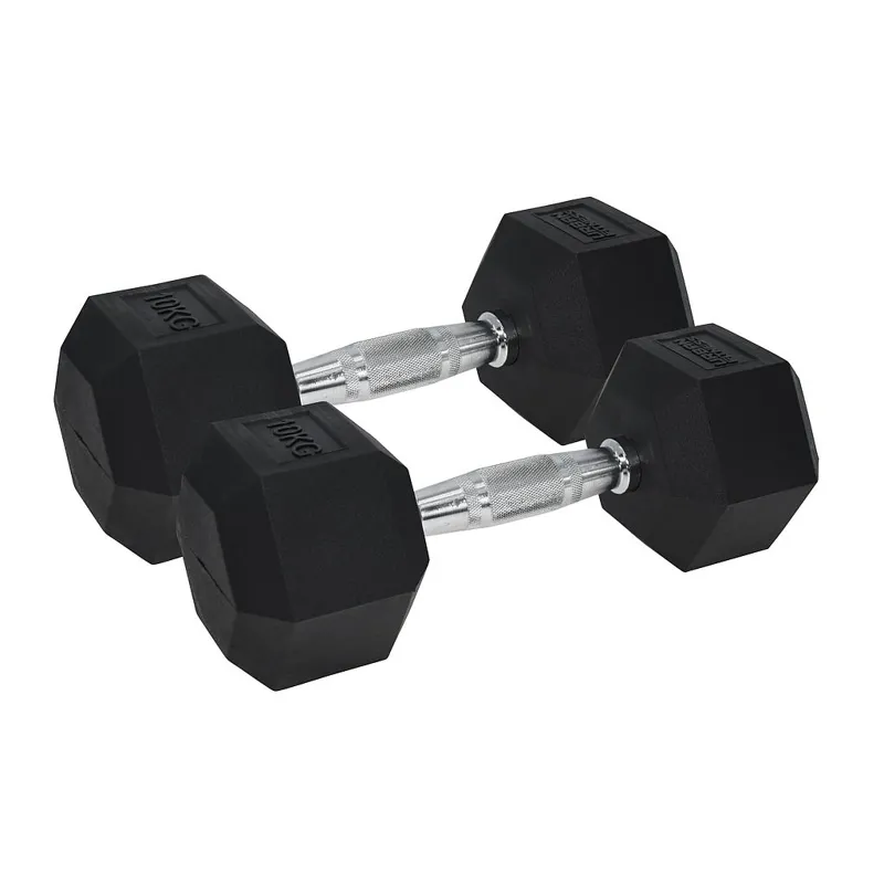 UFE: Urban Fitness Rubber Coated Pro Hex Dumbbell - Black/Pair