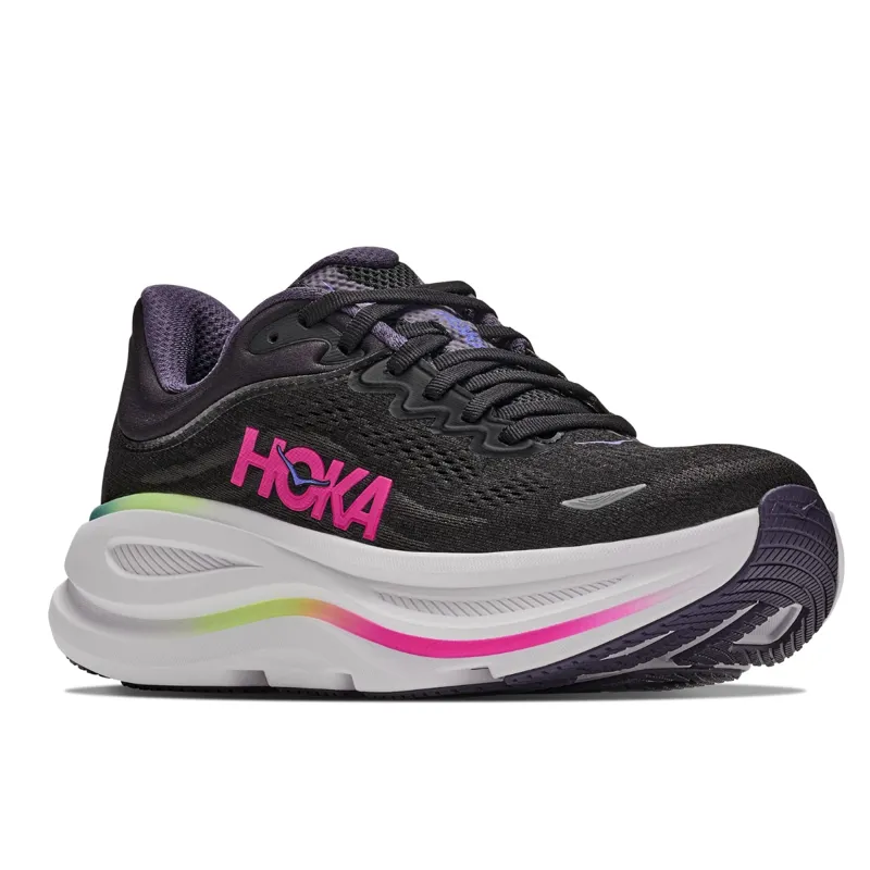 Hoka One One Women's BONDI 9 BLACK / NEON DRAGONFRUIT-2