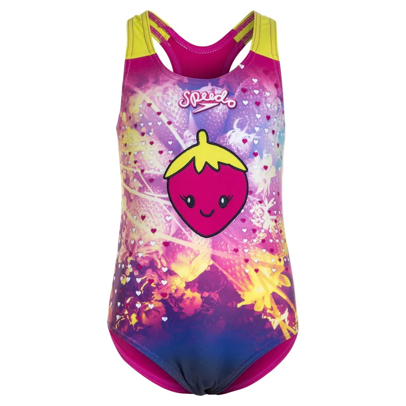 Speedo Girl's Starfizz Essential Applique One Piece Pink/Navy 9-12 mos