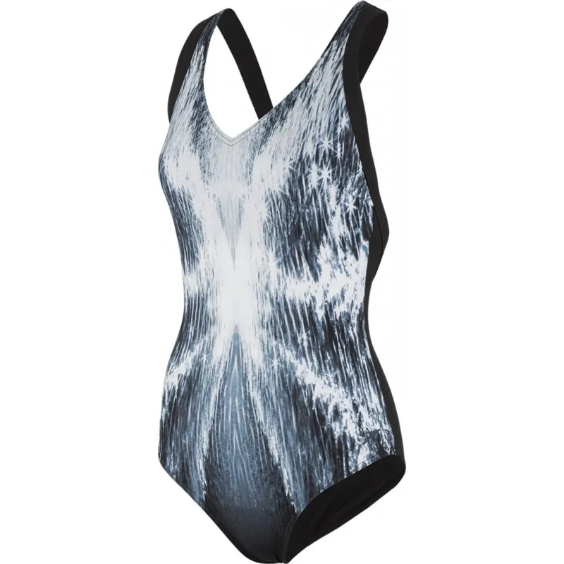Speedo Women's Opalweb Printed 1 Piece Swimsuit Black/White 42