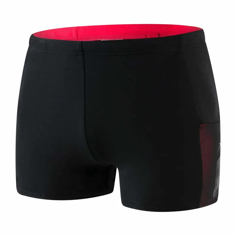 Speedo Men's Mesh Panel Aquashort - Black/Red 30