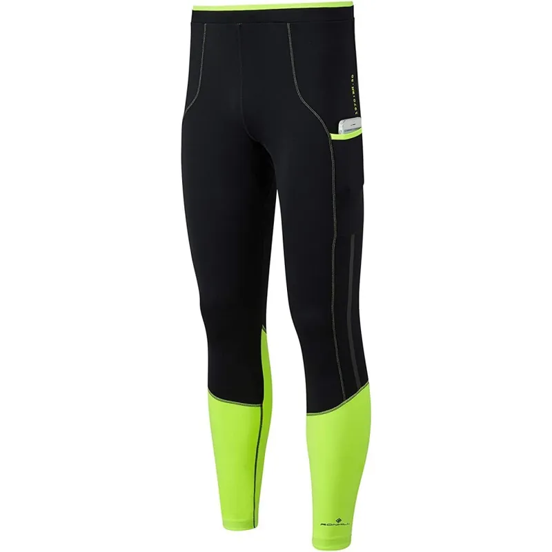 Ronhill Men's Tech Revive Stretch Tight in Small Size in Black/Fluo Yellow