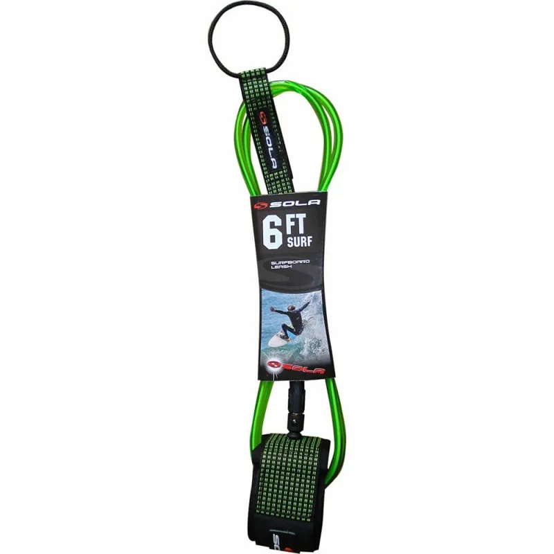 Sola 6ft 5mm Surfboard Leash Green