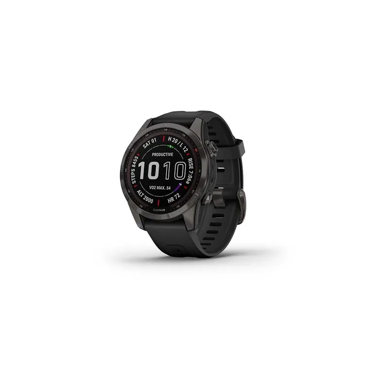 Garmin Fenix 7 Sapphire Solar GPS Watch - Carbon Grey/White Black Band