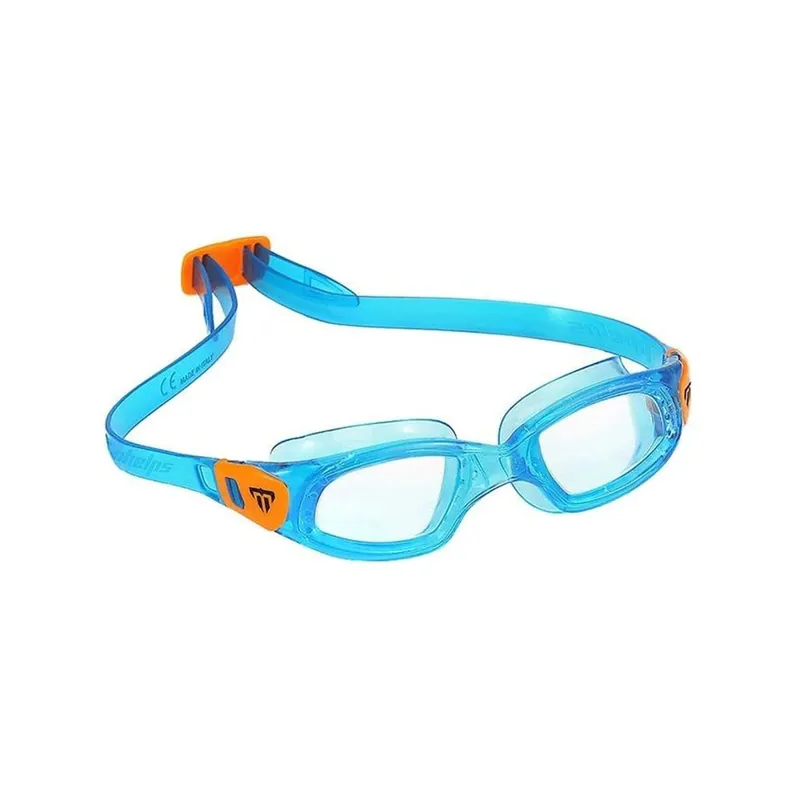 Michael Phelps Tiburon Jr Swim Goggles Clear Lens Aqua Orange