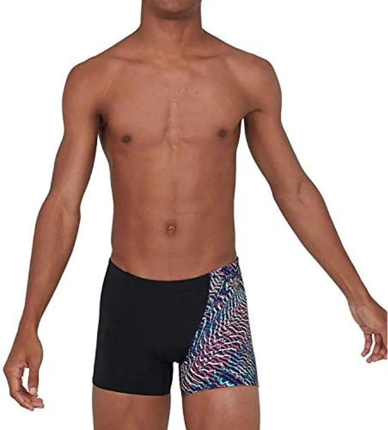 Speedo Men's Allover Digital V-Cut Aquashort Black-1