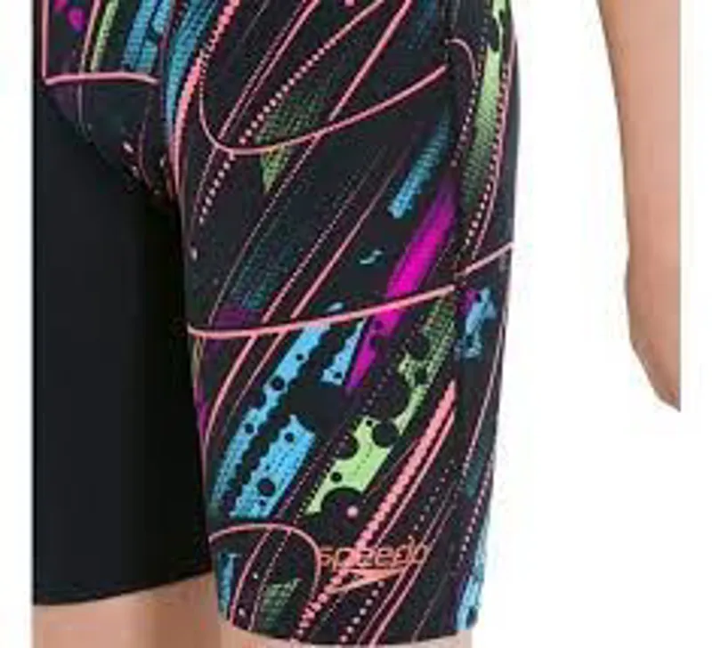 Speedo Girl's Fastskin Endurance+ Openback Kneeskin Black/Red/Green-6