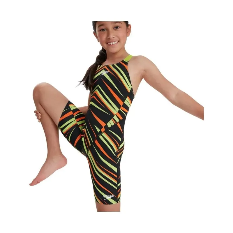 Speedo Fastskin Junior Endurance+ Openback Kneeskin Black/Green-2