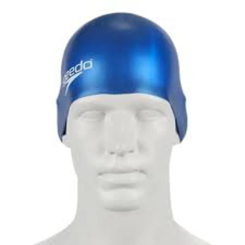 Speedo Plain Moulded Junior Silicone Swimcap Blue-1