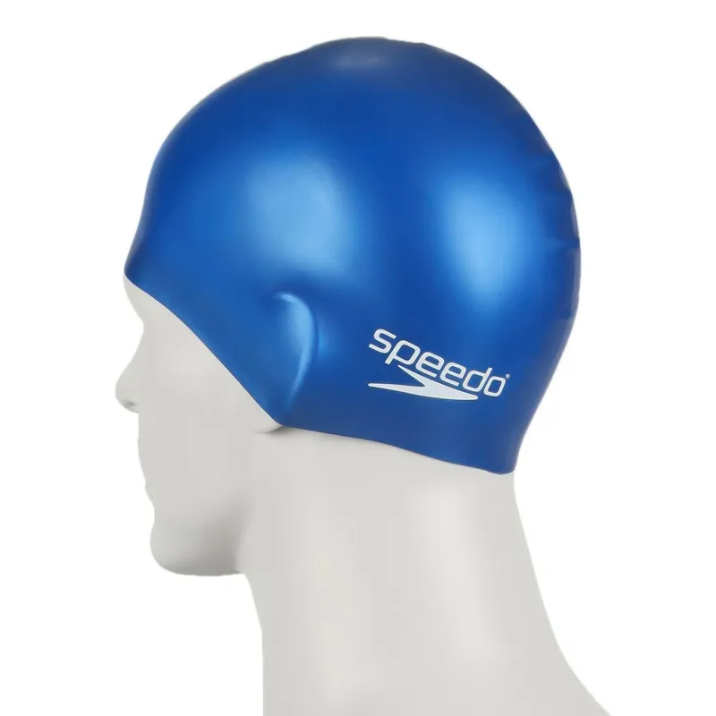 Speedo Plain Moulded Junior Silicone Swimcap Blue-2