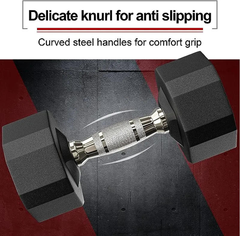 Pro Iron Hex Rubber Dumbbell-1