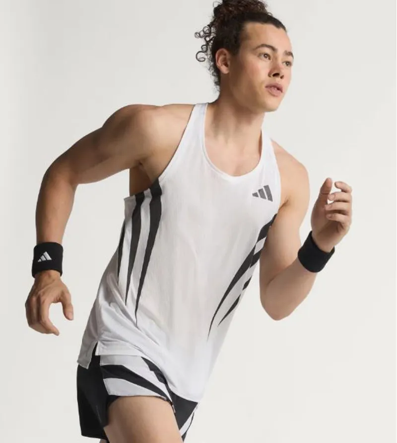 Adidas Adizero Archive Running Singlet in White