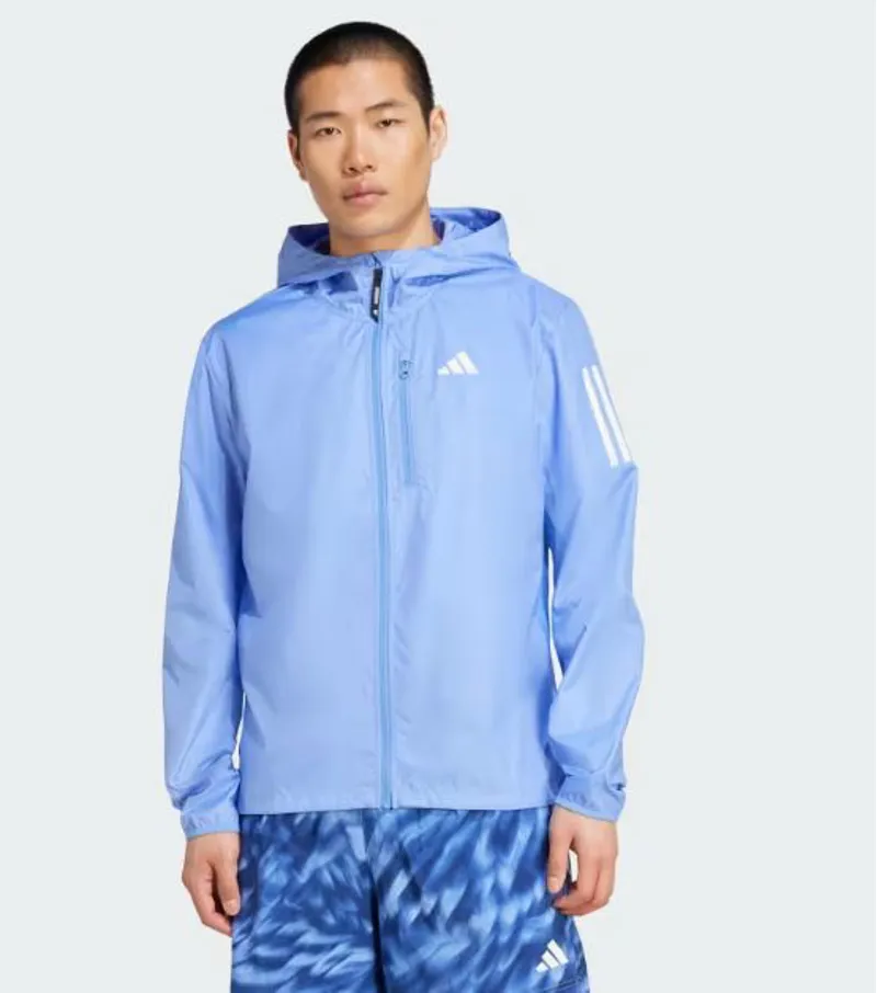 Adidas OTR Slim Fit Running Jacket in Blue Fusion