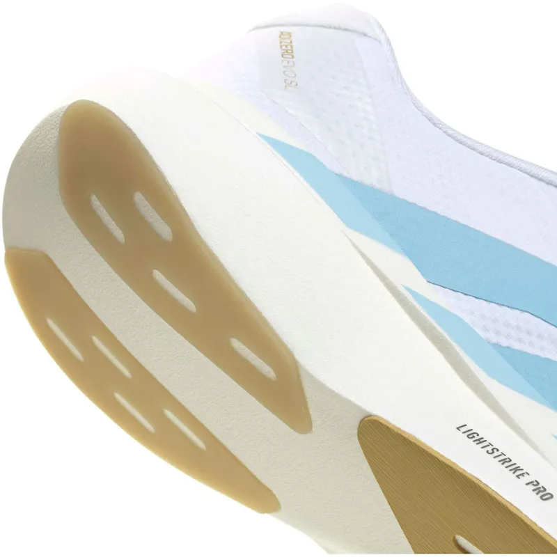 Adidas Women's Adizero Evo SL Woven White/Blue/Gold-5