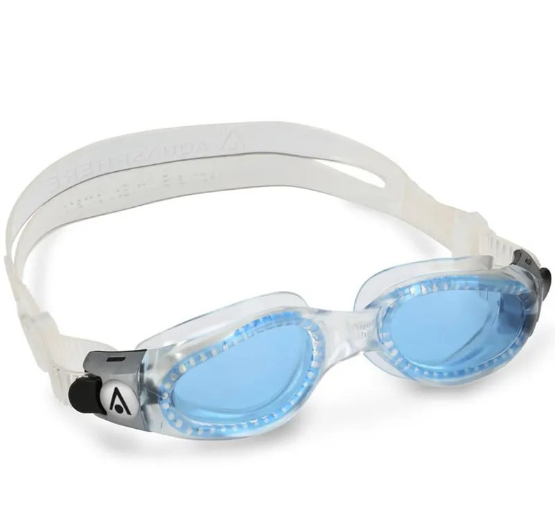 Aqua Sphere Kaiman Compact Swimming Goggles Blue Lens Transparent Grey-2